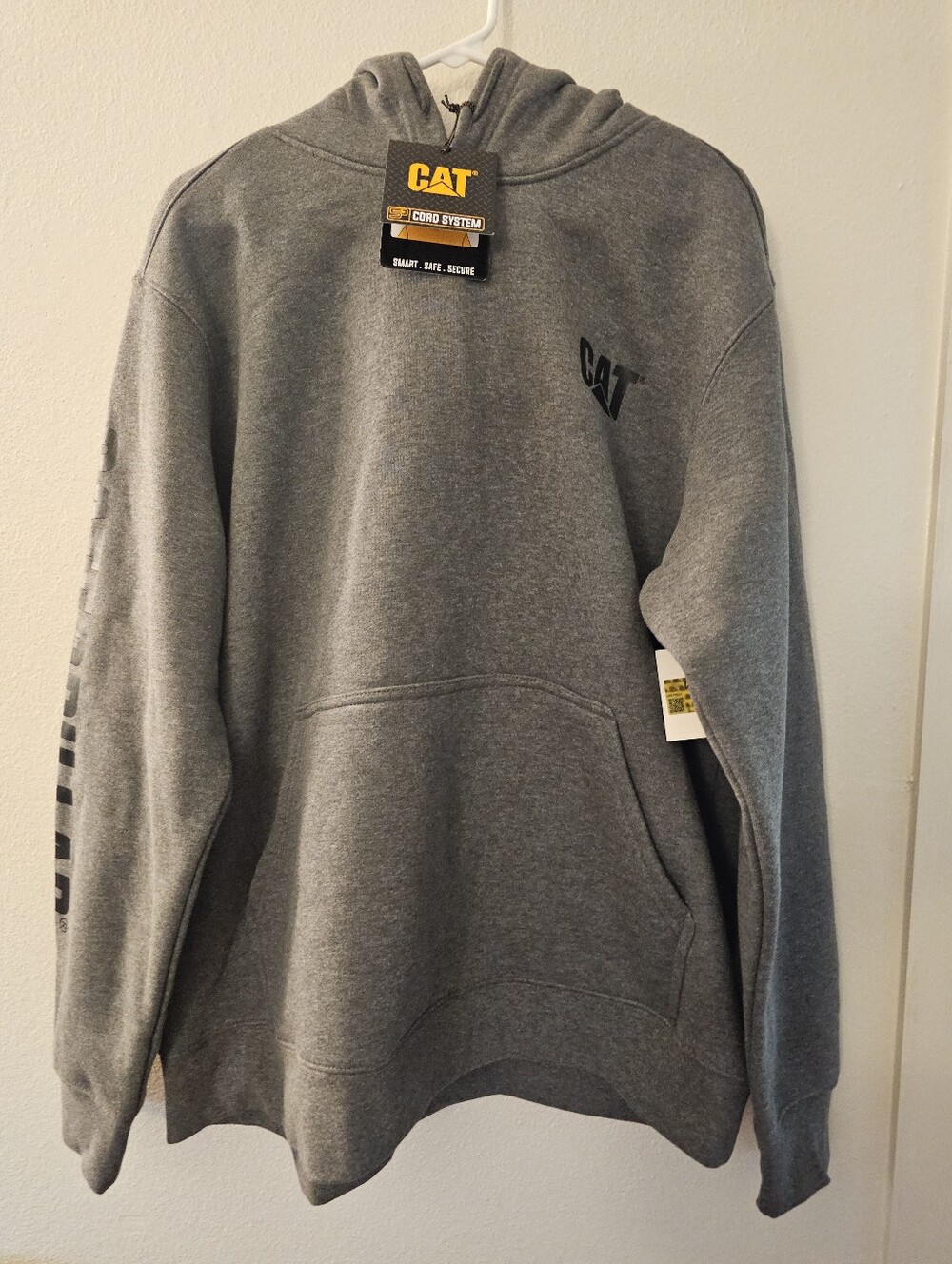 NWT CAT Caterpillar Men's Trademark Banner Hoodie Gray Hooded Sweatshirt Size XL